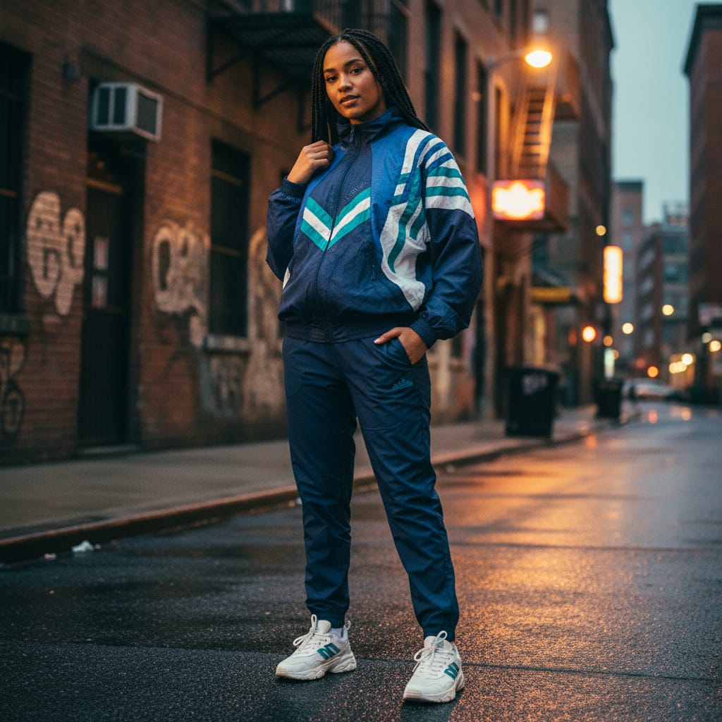 Adidas Originals Track Jacket – Navy, Teal & White 90s