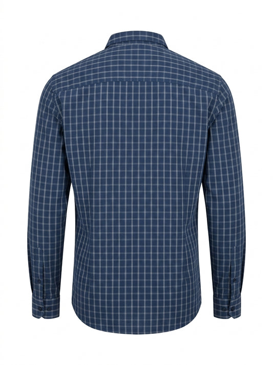 Camisa Lefties Man Cuadros Slim Fit - Trasera Estudio Fondo Blanco