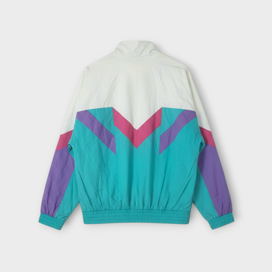 Adidas Originals Track Jacket Vintage Windbreaker 90s – White/Turquoise/Purple (L)