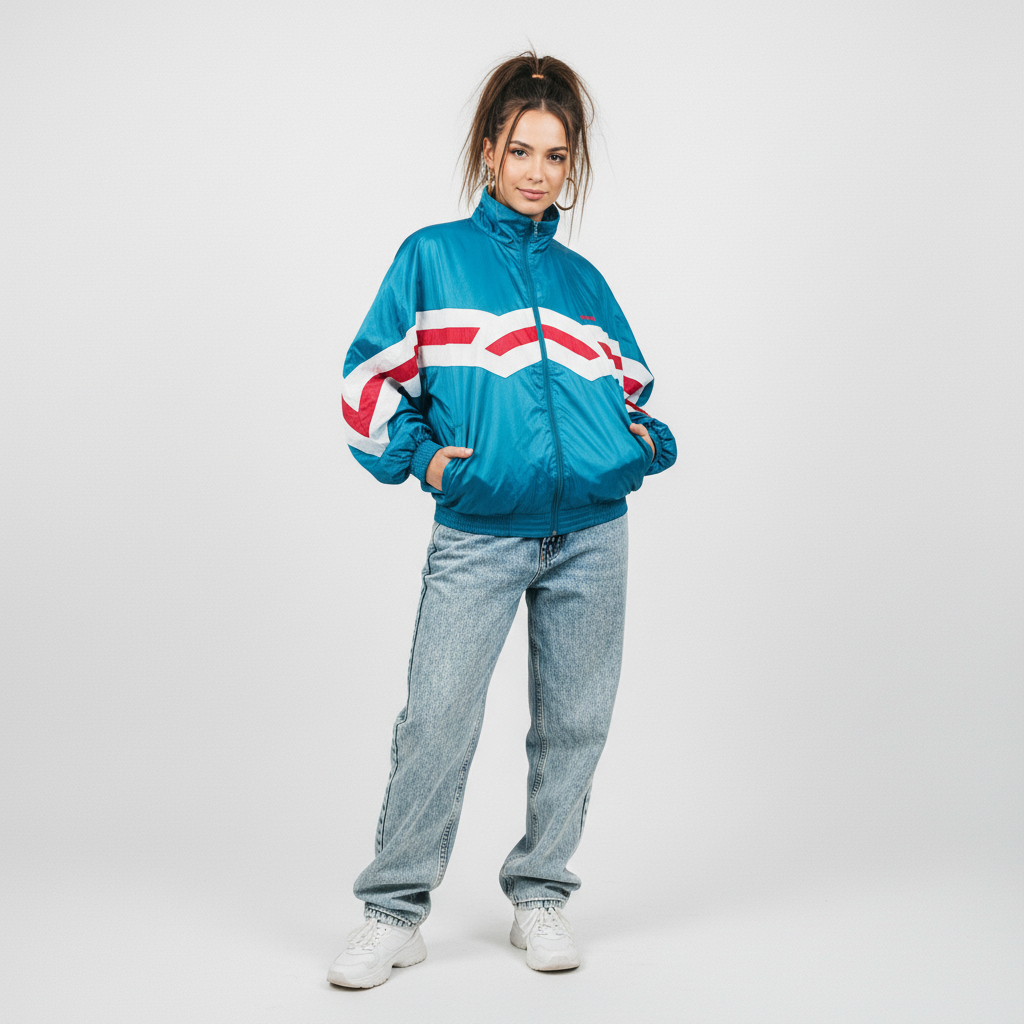 Adidas Originals Vintage Track Jacket – Blue/Red Chevron 90s (XL)
