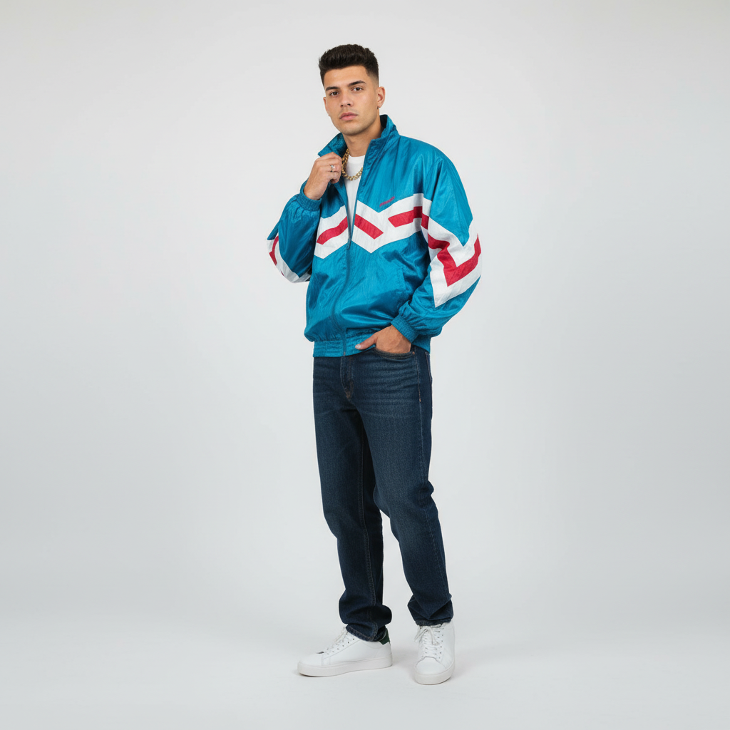 Adidas Originals Vintage Track Jacket – Blue/Red Chevron 90s (XL)