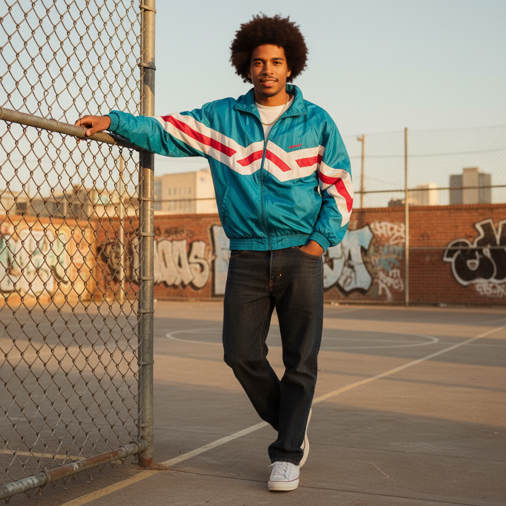 Adidas Originals Vintage Track Jacket – Blue/Red Chevron 90s (XL)
