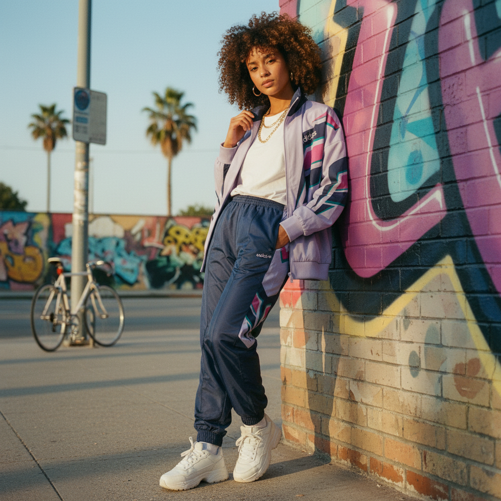 Adidas Vintage Tracksuit 90s “Lavanda Neon” (L)