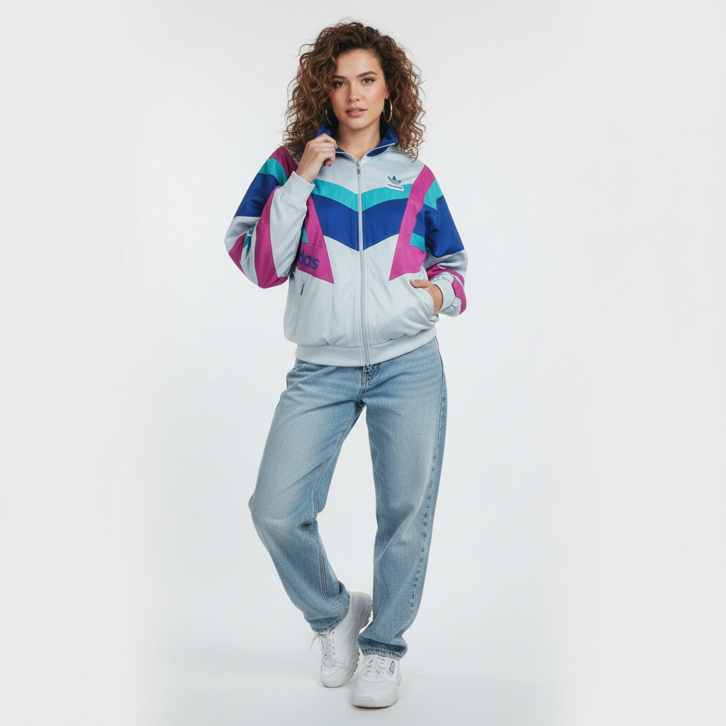 Adidas Originals Track Jacket – Ice Blue & Magenta 90s (XL)
