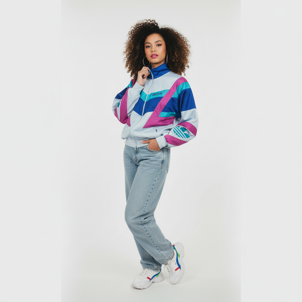 Adidas Originals Track Jacket – Ice Blue & Magenta 90s (XL)