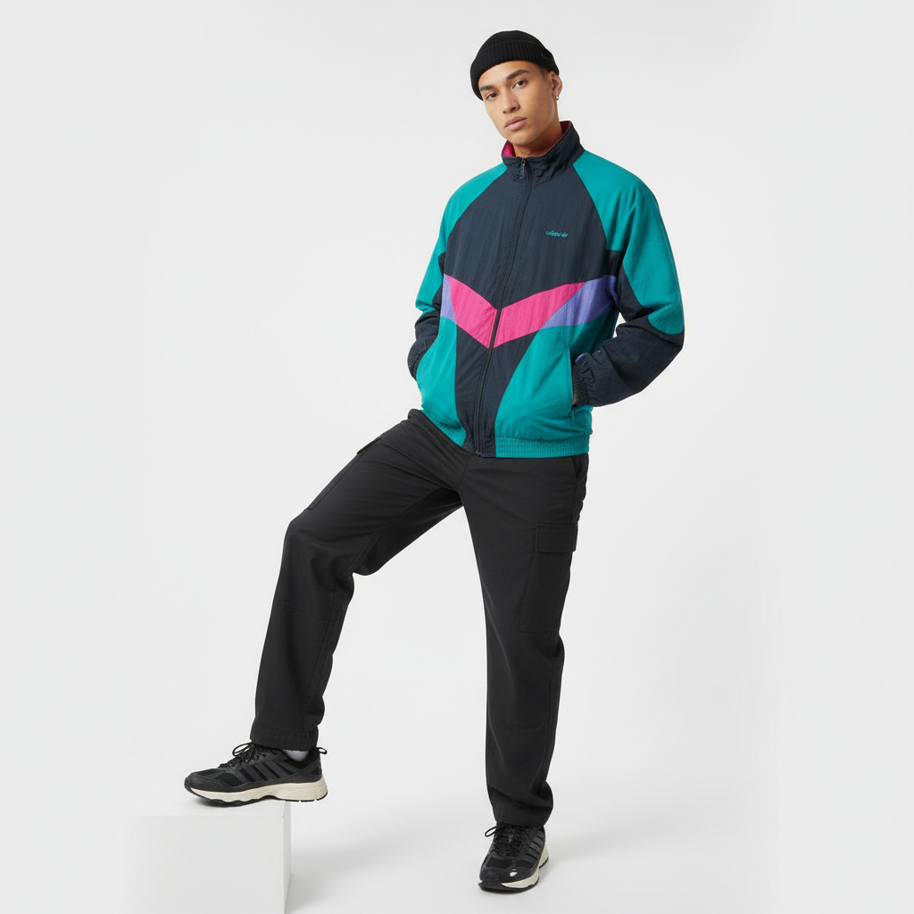 Adidas Originals Track Jacket – Teal, Navy & Magenta 90s