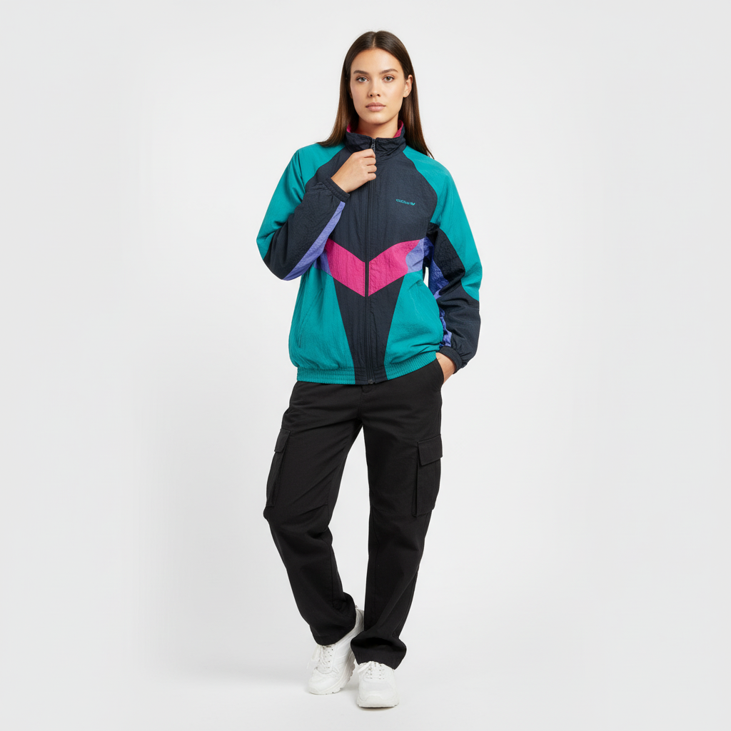 Adidas Originals Track Jacket – Teal, Navy & Magenta 90s
