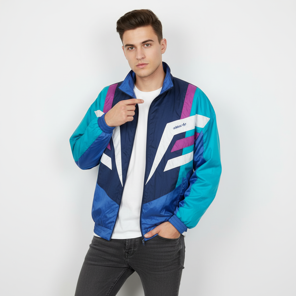 Adidas Originals Track Jacket – Navy Aqua Magenta 80s/90s