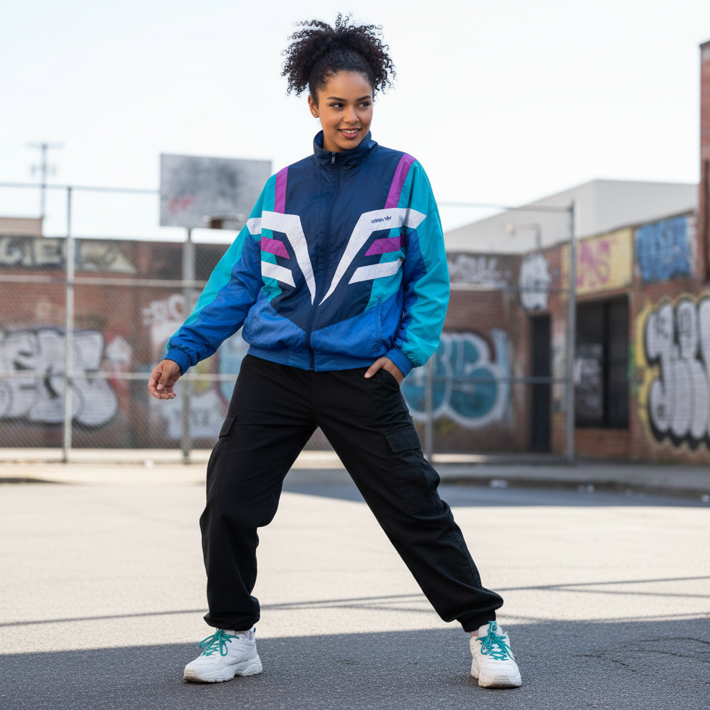 Adidas Originals Track Jacket – Navy Aqua Magenta 80s/90s