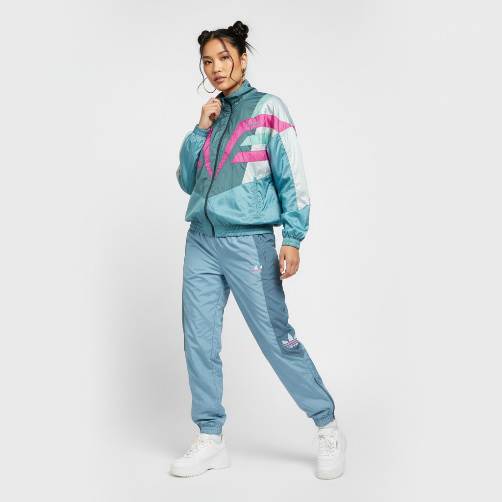 Adidas Originals Tracksuit – Teal & Pink Chevron 90s (L)