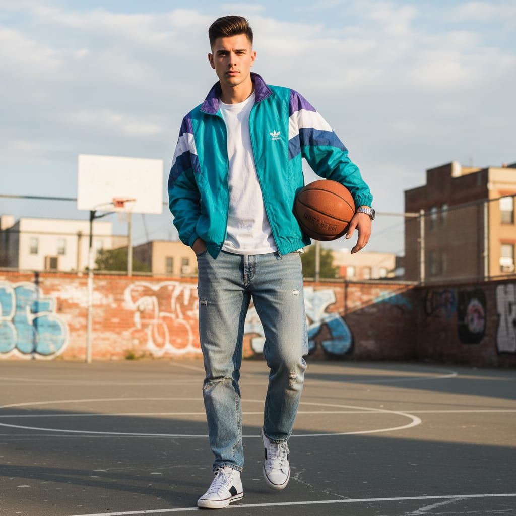 Adidas Originals Track Jacket – Teal, Navy & Purple 90s