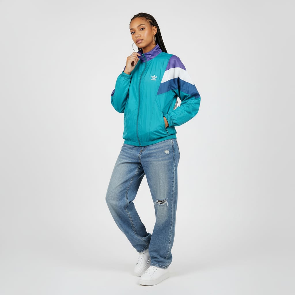 Adidas Originals Track Jacket – Teal, Navy & Purple 90s