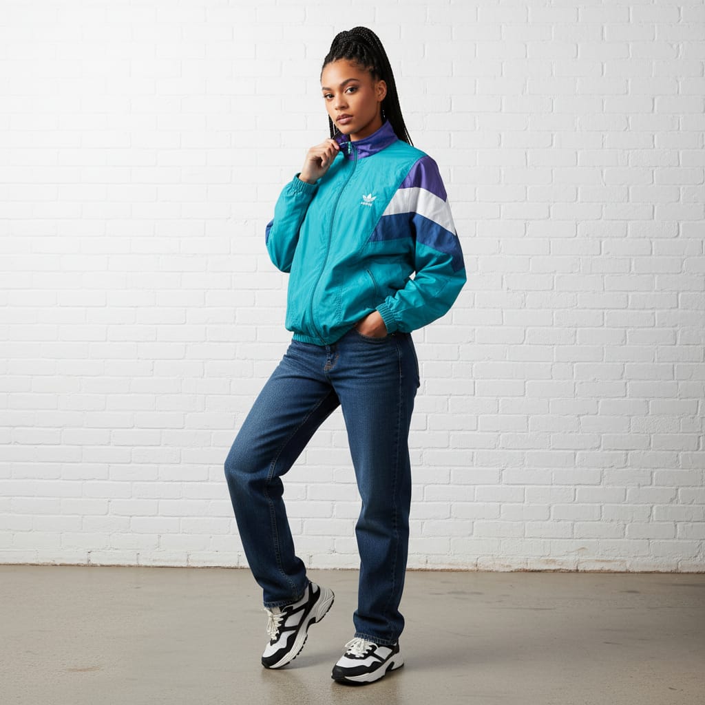 Adidas Originals Track Jacket – Teal, Navy & Purple 90s