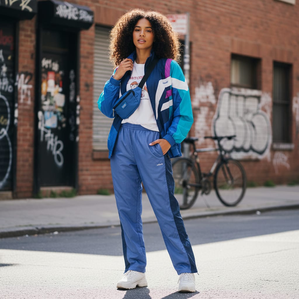 Adidas Originals Tracksuit – Navy, Aqua & Purple 90s