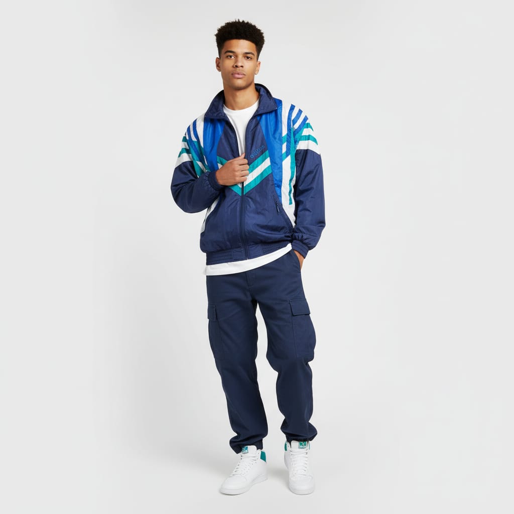 Adidas Originals Track Jacket – Navy, Teal & White 90s