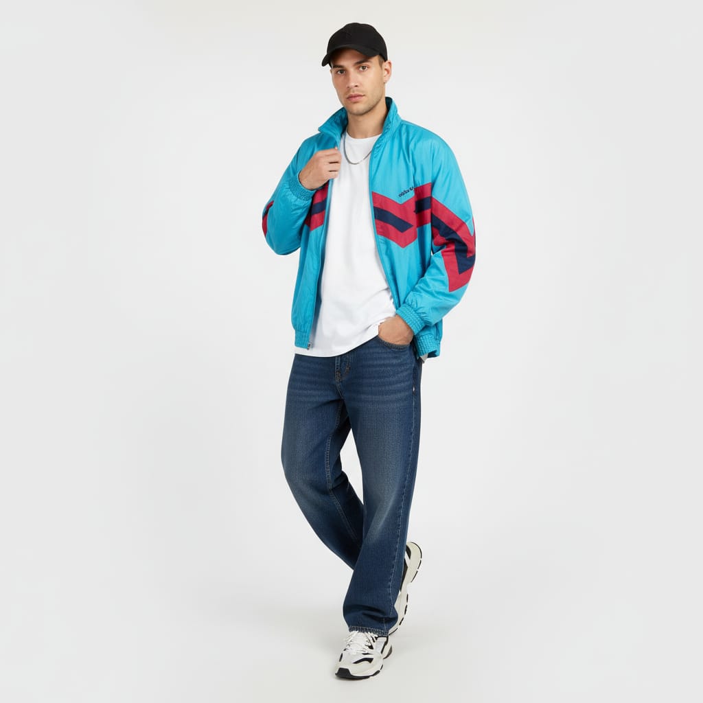 Adidas Originals Track Jacket – Aqua, Crimson & Navy 90s