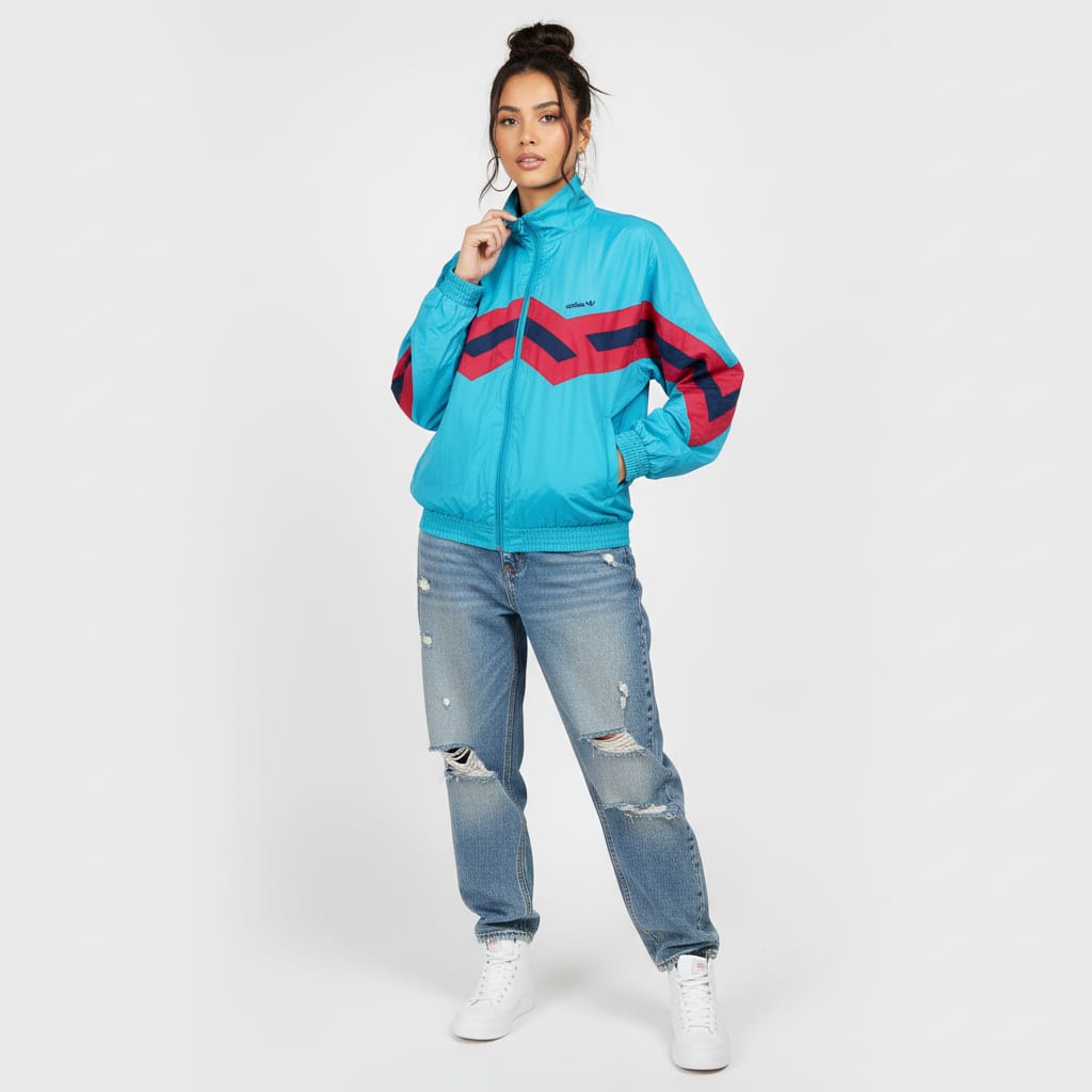 Adidas Originals Track Jacket – Aqua, Crimson & Navy 90s