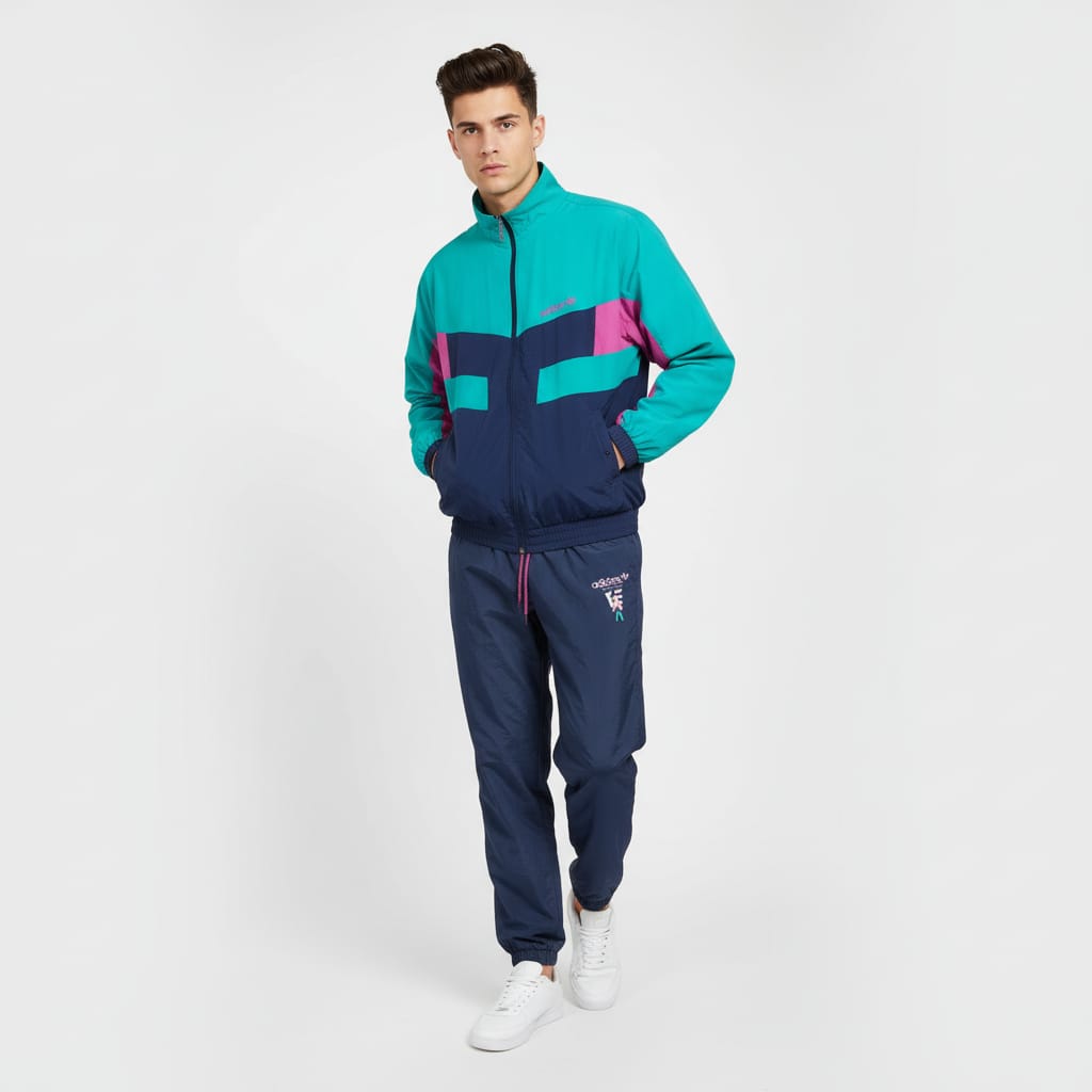 Adidas Originals Tracksuit – Teal, Navy & Pink “FAM” Logo 80s/90s