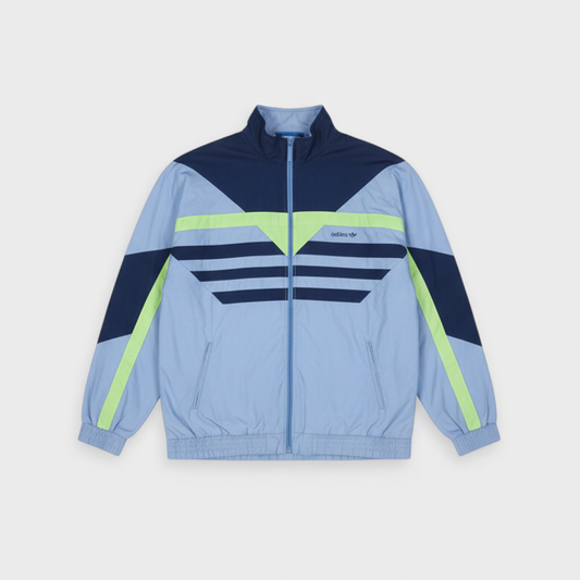 Adidas Originals Track Jacket – Sky Blue, Navy & Neon Stripe 80s/90s