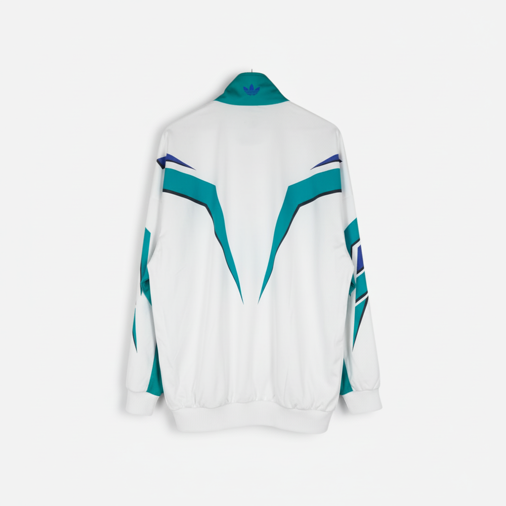 Adidas Originals Track Jacket – White, Teal & Blue 90s