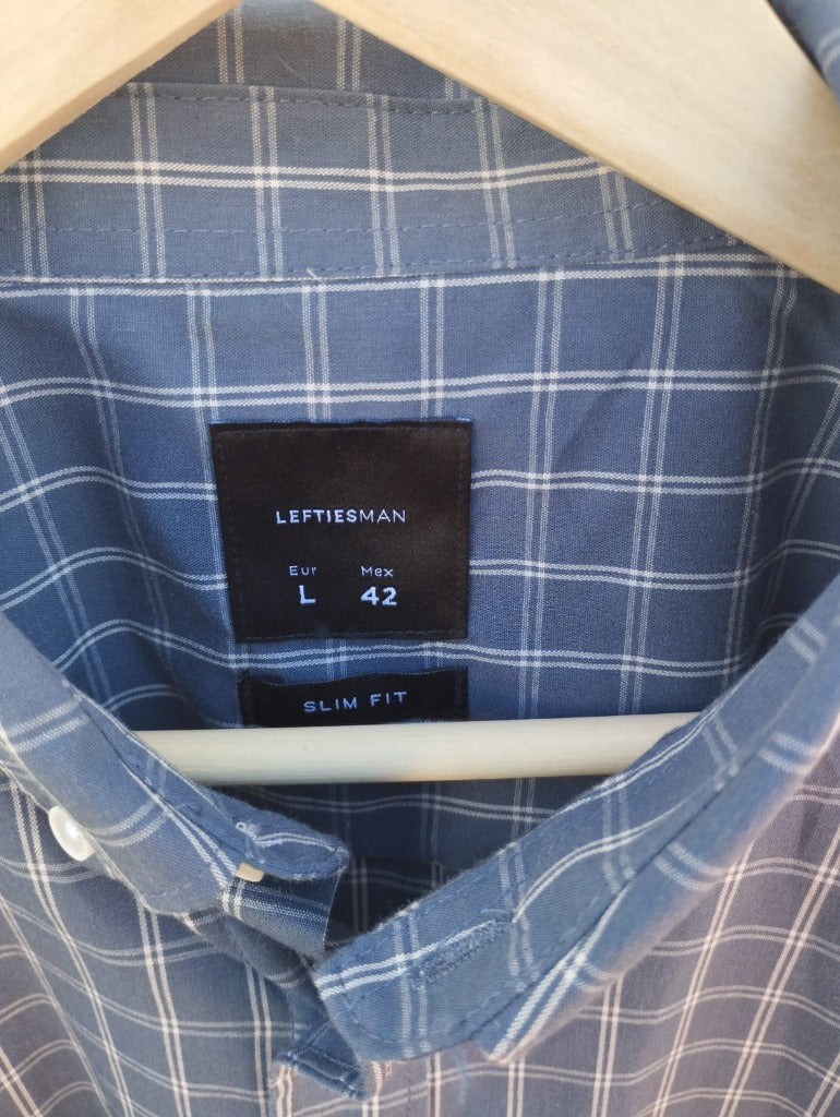 Camisa Lefties Man Cuadros - Detalle Etiqueta y Talla L