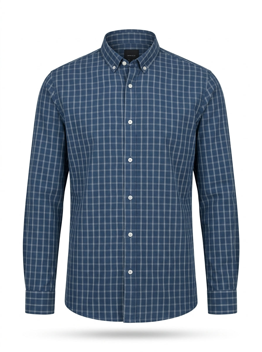 Camisa Lefties Man Cuadros Slim Fit - Frontal Estudio Fondo Blanco