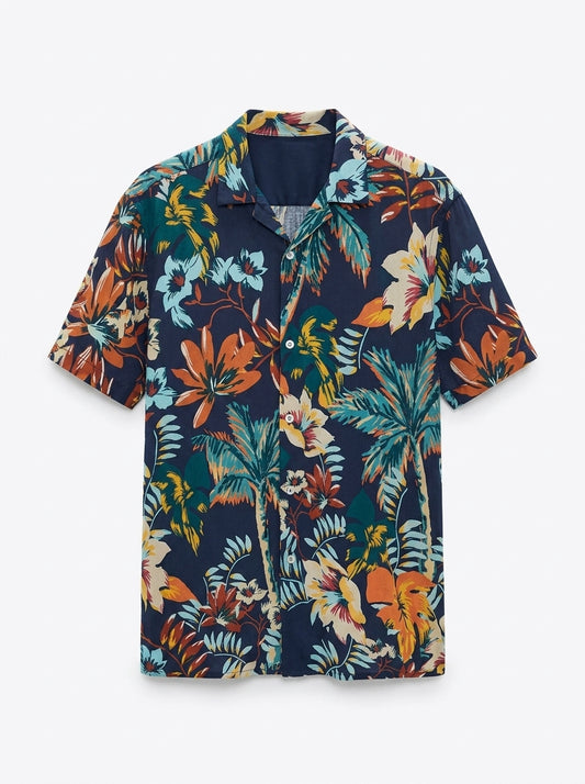 Camisa Fluida Estampado Tropical Zara - Packshot Estudio Fondo Blanco