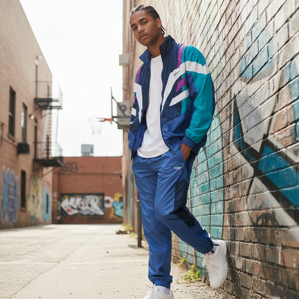 Adidas Originals Tracksuit – Navy, Aqua & Purple 90s