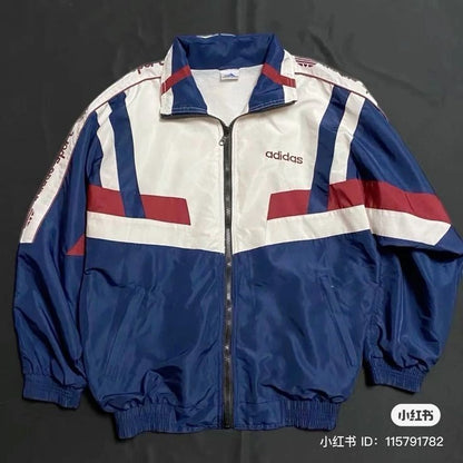 Adidas Originals Track Jacket – White Teal & Navy Chevron 80s/90s