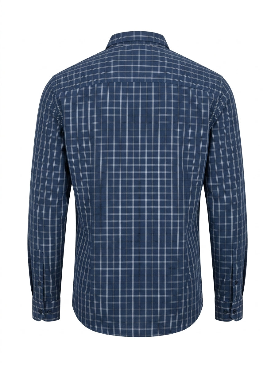 Camisa Lefties Man Cuadros Slim Fit - Trasera Estudio Fondo Blanco