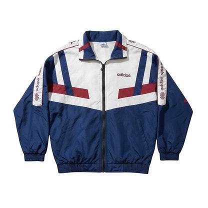 Chaqueta deportiva vintage Adidas Originals de originals vault en blanco, azul marino y granate con diseño chevron